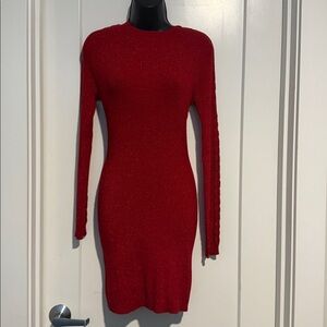 I.N. San Francisco Vibrant Red Long Sleeve Dress